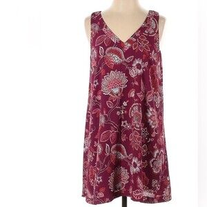 Loft burgundy wine floral shift dress size small NWOT